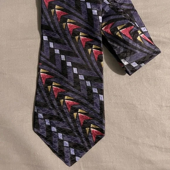 Vintage BUGATTI TIE 100% SILK STRIPED Maroon Gray Gold | eBay BUGATTI Multicolored Vintage Silk Tie. main image 2